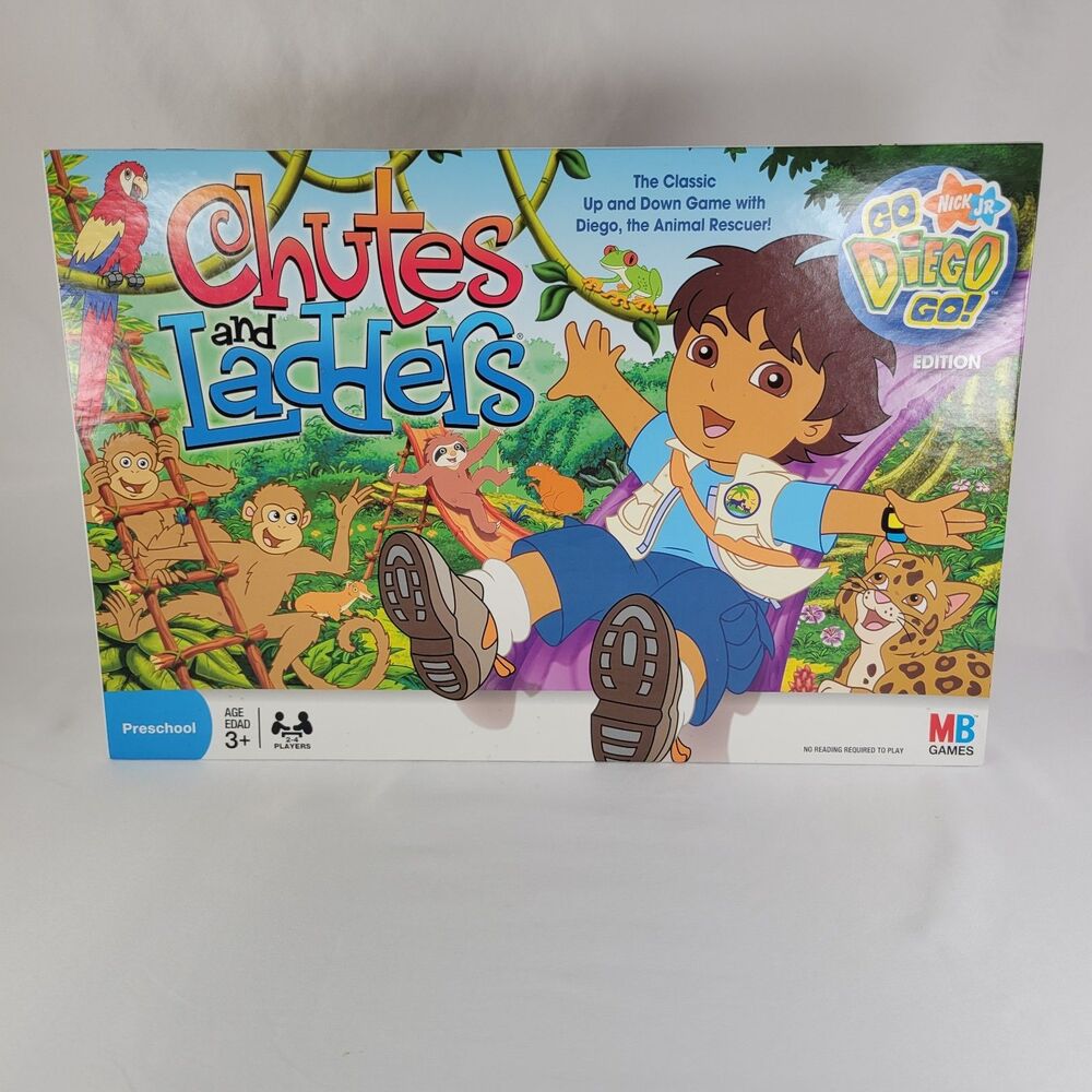Chutes and Ladders Go Diego Go! Board Game 2007 Nick Jr. Retro Complete New